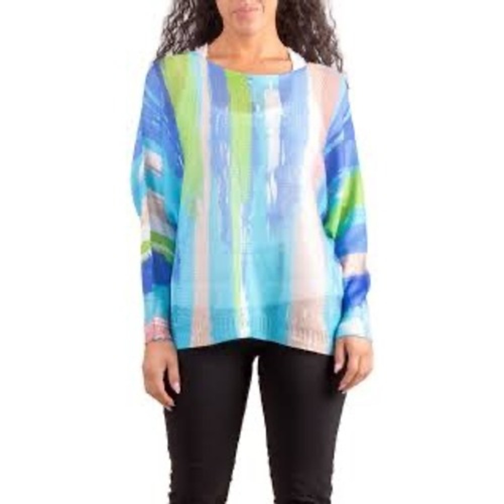 Gigi‎ Moda Sweater Womens One Size Blue Green EUC Abstract Knit Italy CS52000